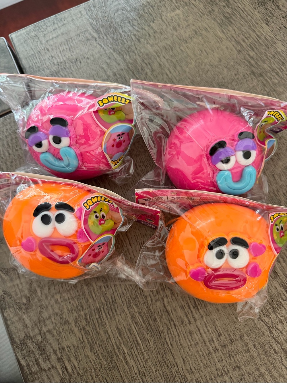 Orb Smusher Face Kids Toy - Pink & Orange Squishy Bundle Set Lot 4 RARE